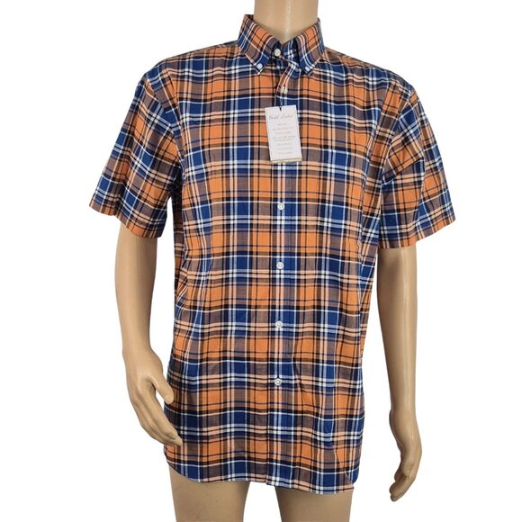 Roundtree & Yorke Other - Roundtree & Yorke Gold Label Men's Shirt Size XLT Short Sleeve Orange Plaid (57